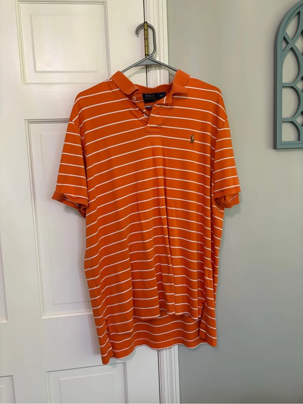 Ralph Lauren Orange and White Striped Polo Shirt